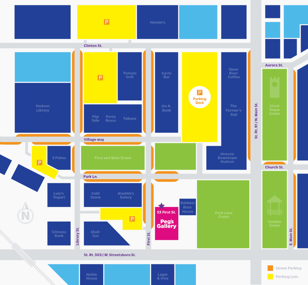 Peg's Gallery's Parking Map